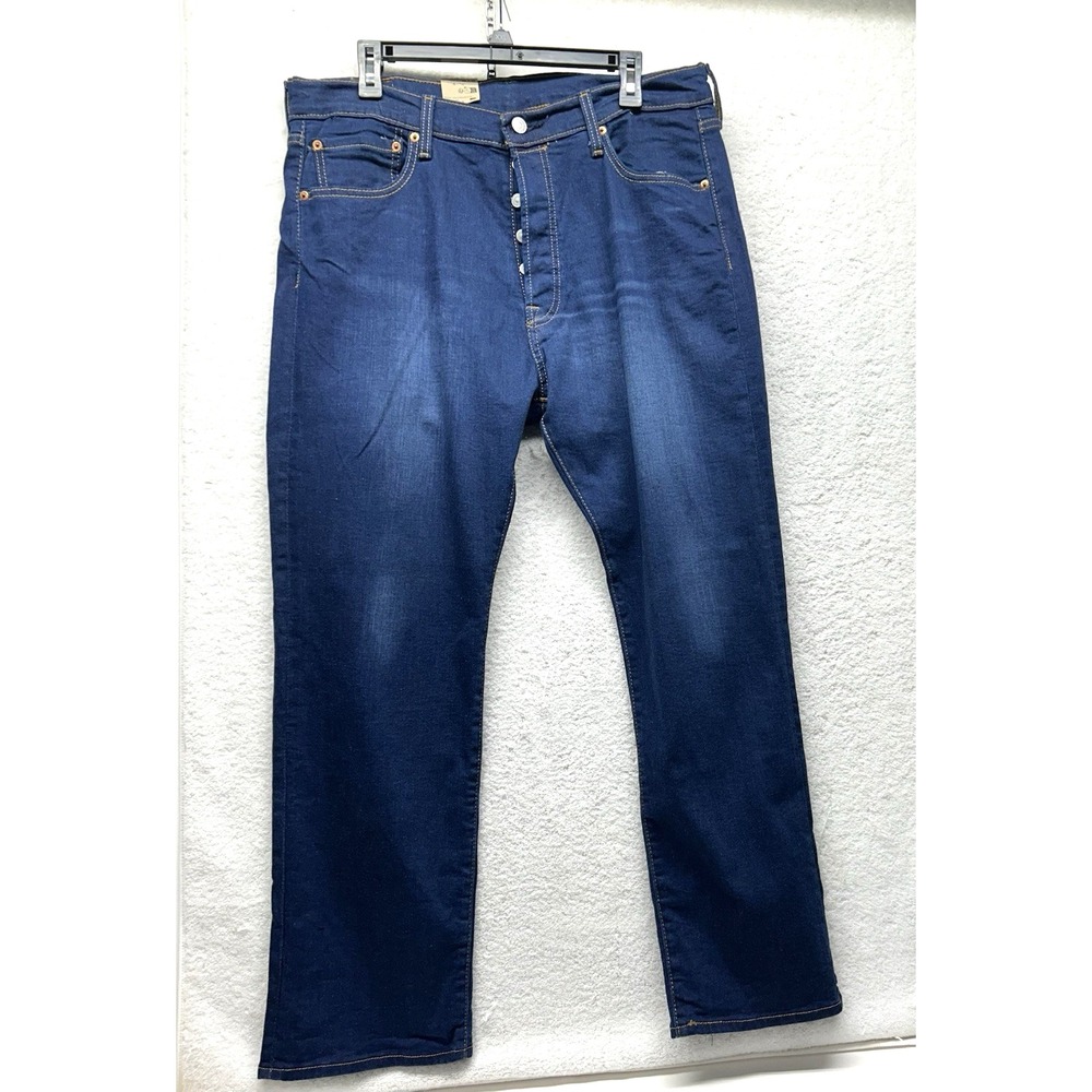 Levis 501 Men's Button Fly Blue Denim Cotton Blend Jeans 36x30 (D1)